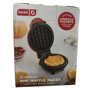 Dash Pumpkin Halloween Mini Waffle‎ Maker, 4" Nonstick Cooking Surface 350 Watts